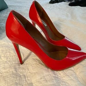 HOT red heels with a sharp toe